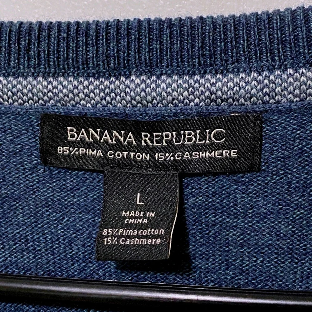 Banana Republic Pima Cotton Cashmere Mens‎ V-neck Sweater L Ivy League Heritage